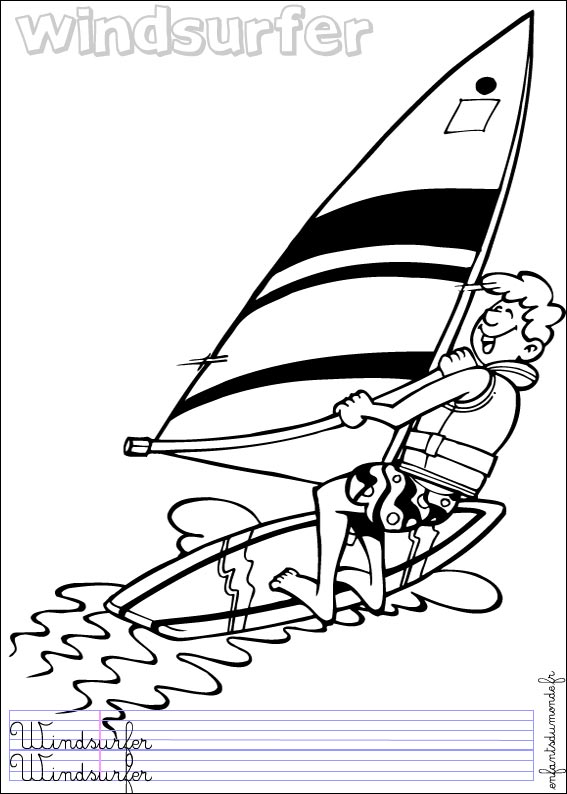 coloriage planche a voile 2